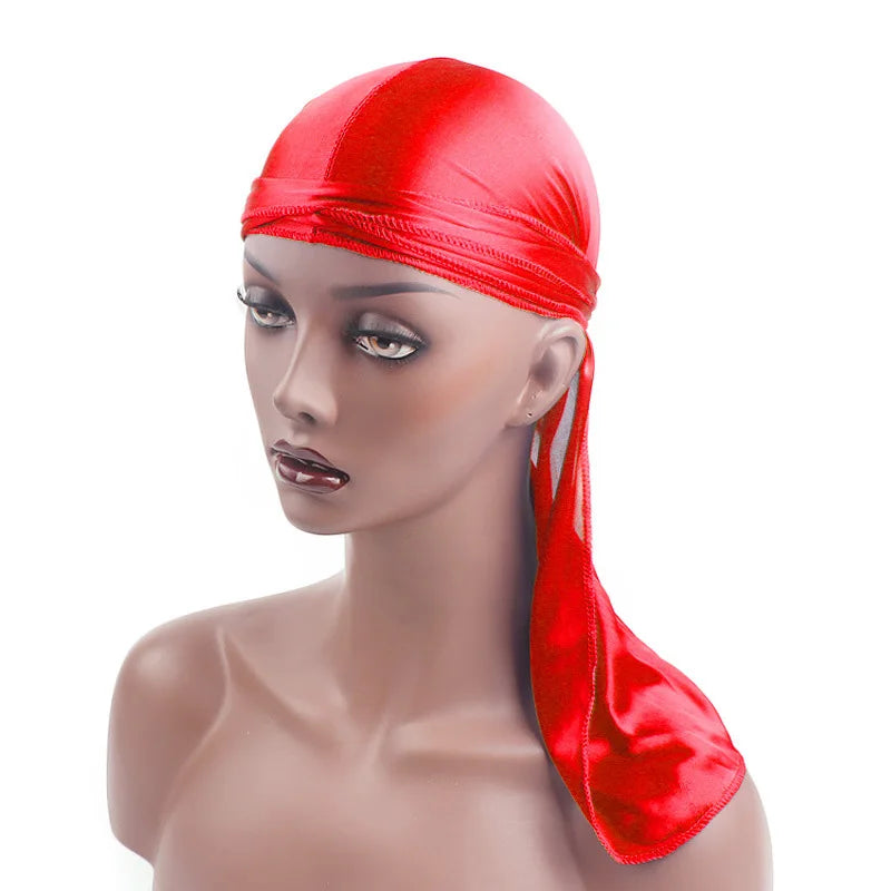 Unisex Men Women Bandana Hat Plain Silky Durag Long Tail Head Wrap Satin Polyester Cycling Sports Casual All Seasons Character