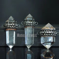 PM44939 Soldered Jewelry Clear Crystal Quartz Double Point Hexagonal Prism Pendant Antique Silver Plated Witchy Wicca Gift
