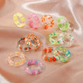 Summer Fashion Transparent Acrylic Rings Colorful Fashion Sweet Resin Fruit Ring for Women Party Jewelry Friends Gift