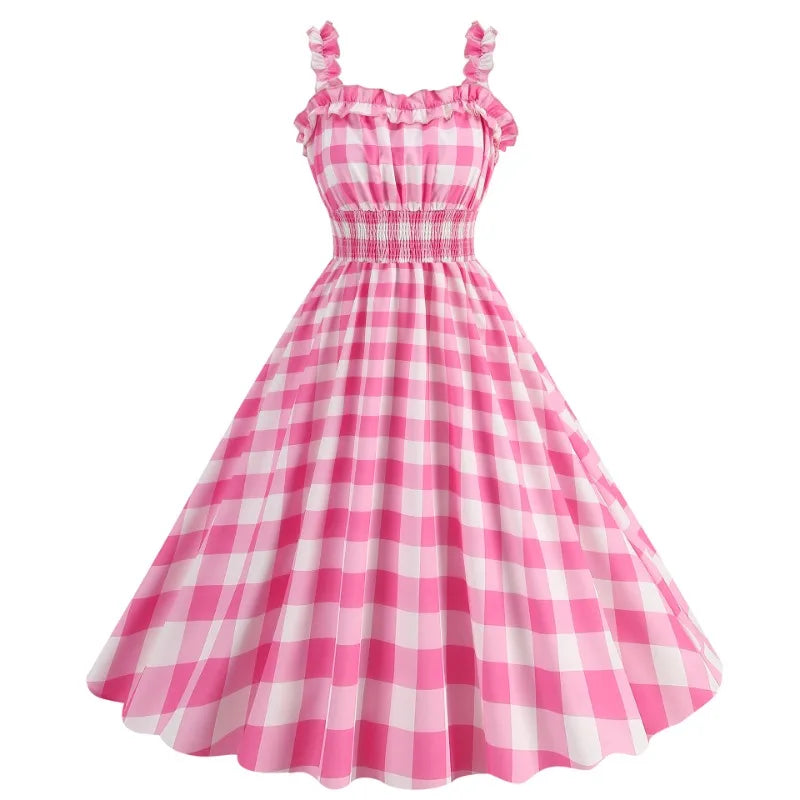 Summer Women Dresses Robe Retro Halter Polka Dot Printed 50s 60s Vintage Hepburn Pinup Rockabilly Dresses