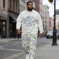 Men's Plus Size Crew Neck Sweatshirt Set Floral Print Winter Knitted Custom Logo Simple Casual Trendy Wholesale Manufacturer