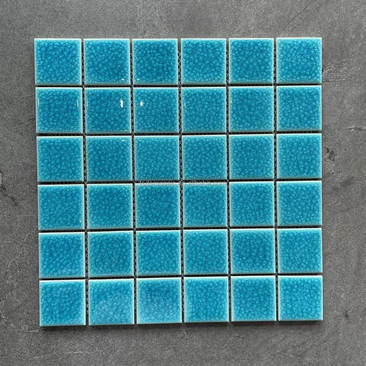 Crackle Ceramic Mosaic 48*48mm Swimming Pool Ice Cracking Green Color Bathroom Ceramic Tiles Mosaics