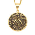 Unisex 18K Gold Plated Stainless Steel Pendant Necklace with Zircon for Men and Women