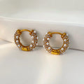 Fashionable INS Retro Titanium Steel Micro Inlaid Zircon Diamond Pearl Earrings Fashion Jewelry 2025