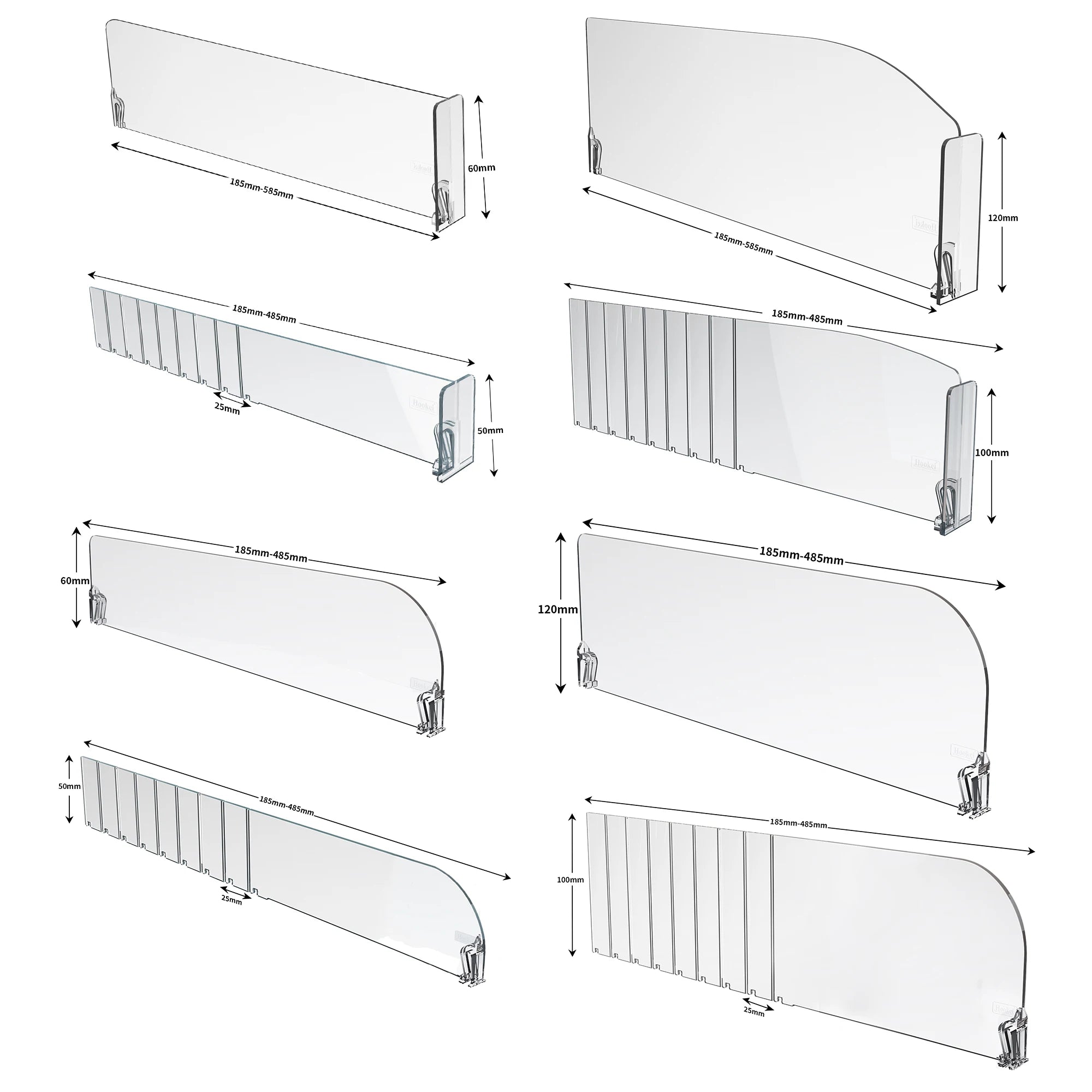 Breakable 50cm Height T Shape Plastic Shelf Divider Clear Acrylic Shelf Dividers Retail Shelf Divider with Magnetic