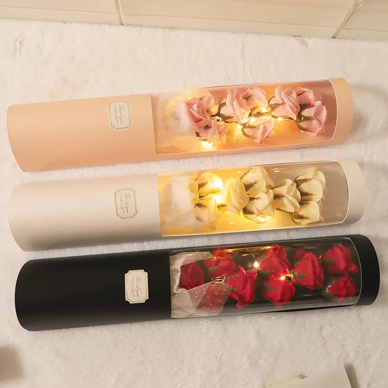 Creative Valentine Day Gift Preserved Artificial Rose Eternal Flower Soap Rose Flower Bouquet for Mother Day