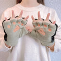 Wholesale Cute Cat Paw Winter Warm Half Finger Gloves for Girls