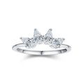 Dainty 925 sterling silver crown shape women simple water drop shaped CZ diamond zircon ring