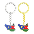 Manufacturer Enameled South Sudan Flag Charm Keychain Stainless Steel 18K Gold Plated Enamel South Sudan Map Pendant Key Chain