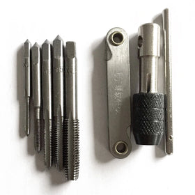 7pcs M3-M8 HSS Tap & Die Set Hand Screw Thread Metric Plug Tap Drill + T-Handle Ratchet