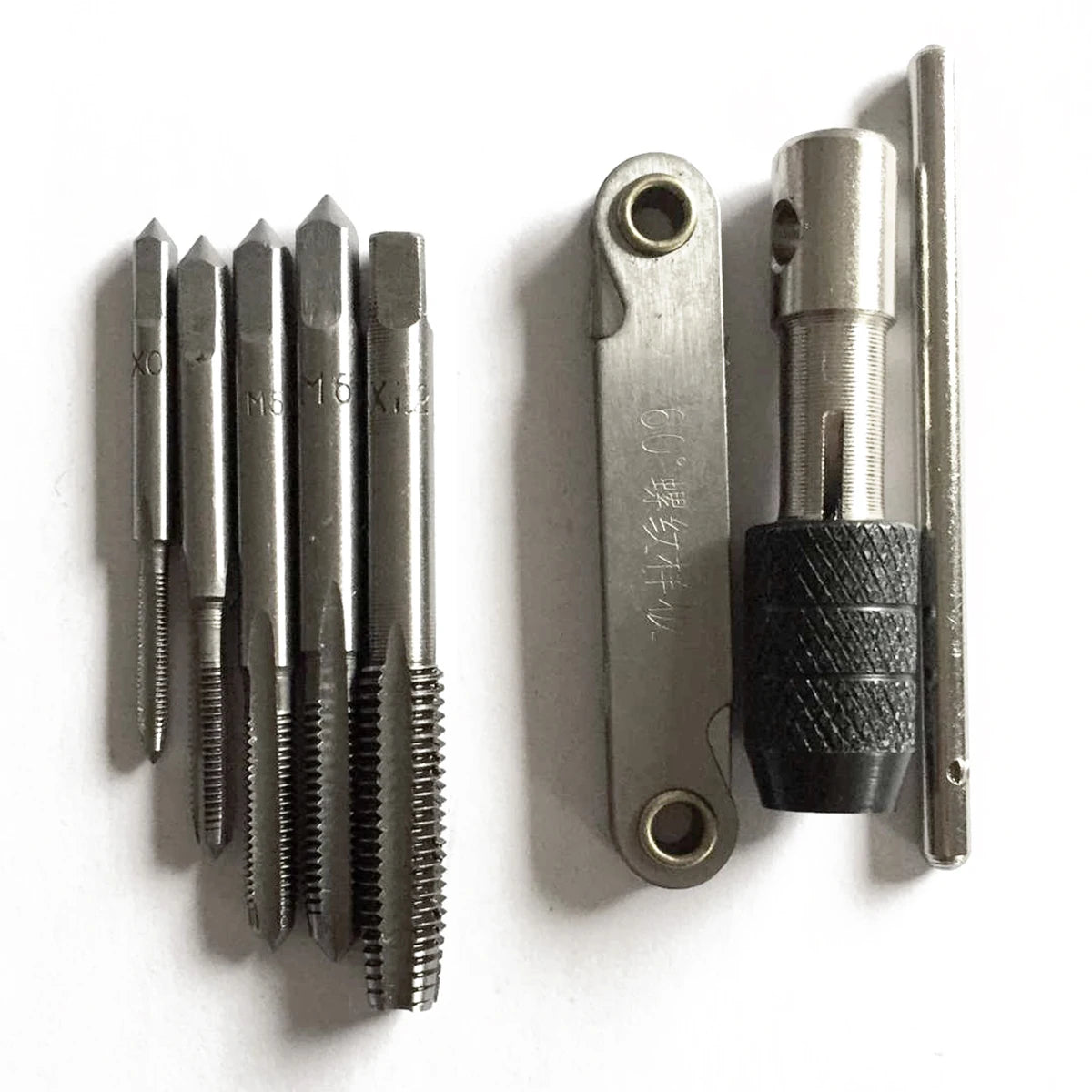 7pcs M3-M8 HSS Tap & Die Set Hand Screw Thread Metric Plug Tap Drill + T-Handle Ratchet