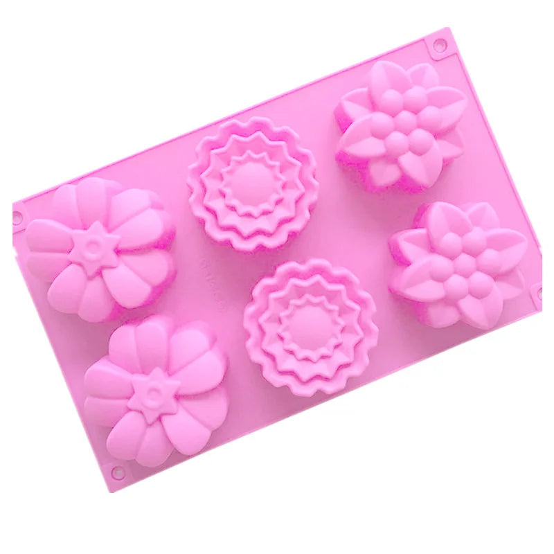 Saffron 6 Cavity Silicone Mold Flower-Shaped Cake Baking Mold for Small Flowers OEM/ODM Welcome