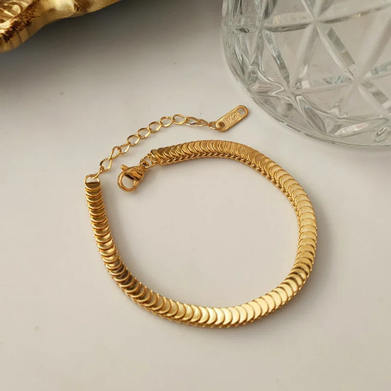 Nabest 316L Stainless Steel Fish Scale Chain Bracelet Jewelry Women Tarnish Free 18K Gold Plated Bracelets