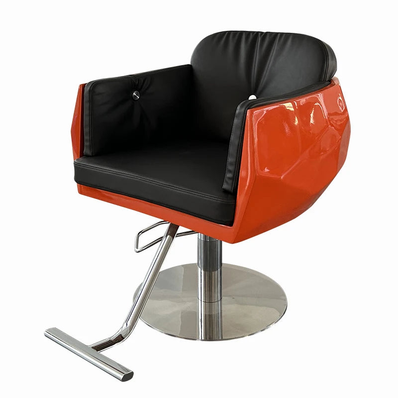 New Design PU Leather Chair Round Metal Base Barber Chair for Men's Hairdressing Salon Barbershop Chair