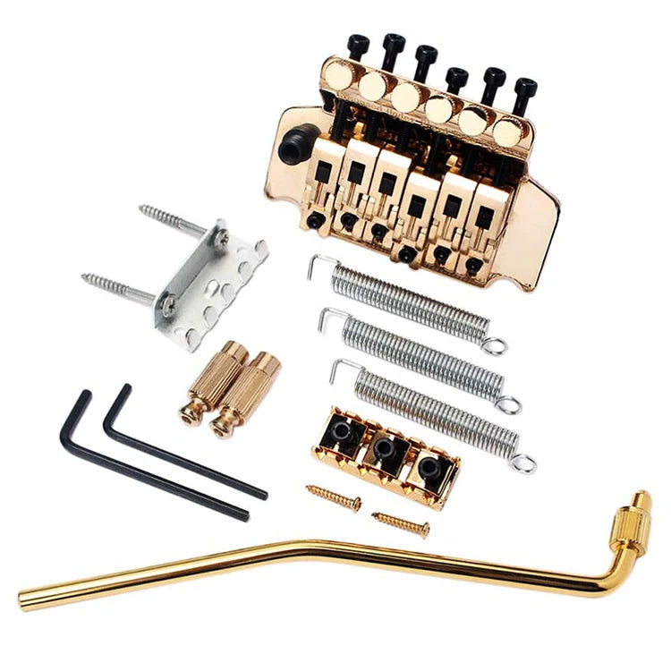 6 String Double Roll Tailpiece Saddle System Tremolo Guitar Bridge for Electric Guitar Stringed Instrument Accessories Gold