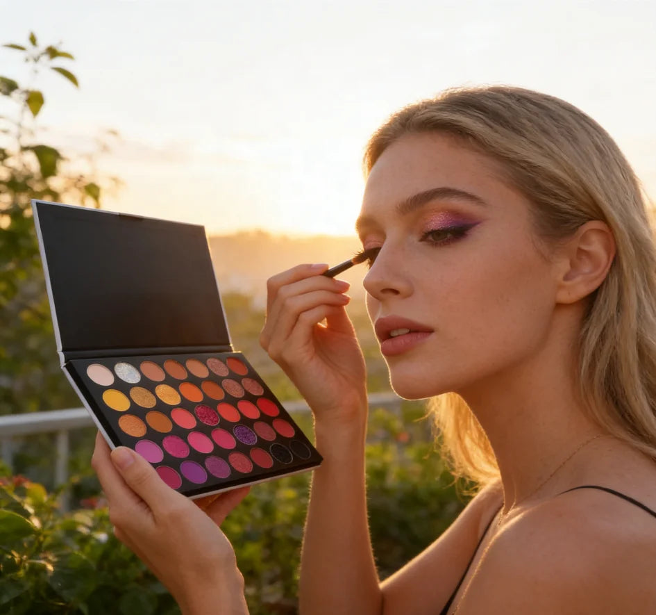 Luxury 35-Color Eye Shadow Palette Powder High Pigment Matte Finish Custom Metallic Packaging Private Label Dry Eye Chemical