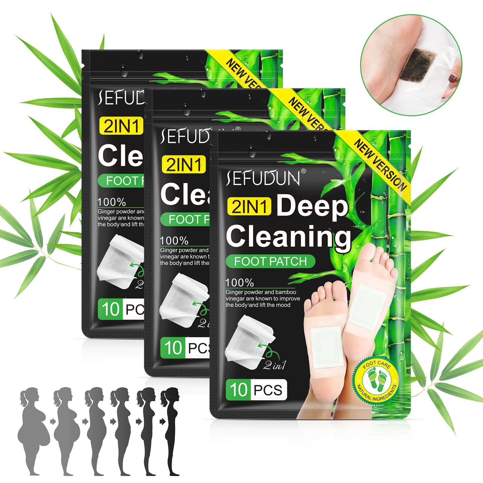 SEFUDUN Wholesale 2 in 1 Weight Loss Detoxifying Foot Patches Private Label Korea Deep Cleaning Detox Foot Pads