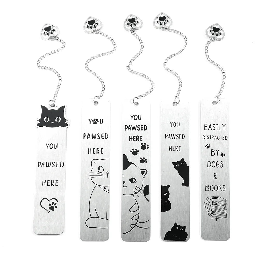 Creative Book Decorative Crafts Gifts Cute Cat Paw Printing Metal Bookmark Custom