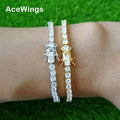 BB019 3mm 7inch 8inch Brass Zircon Tennis Chain Bracelet Hip Hop Jewelry Gold Silver Material Men CZ Bracelet Iced Out