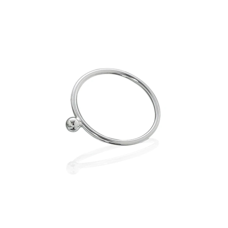WMJT782 Simple Personality Cute Small Ball Point Ring S925 Sterling Silver Thin Stackable Dot Ring