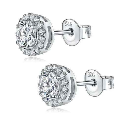 0.5ct 925 Sterling Silver Round Moissanite Gemstone Earrings Elegant Stud Design for Women