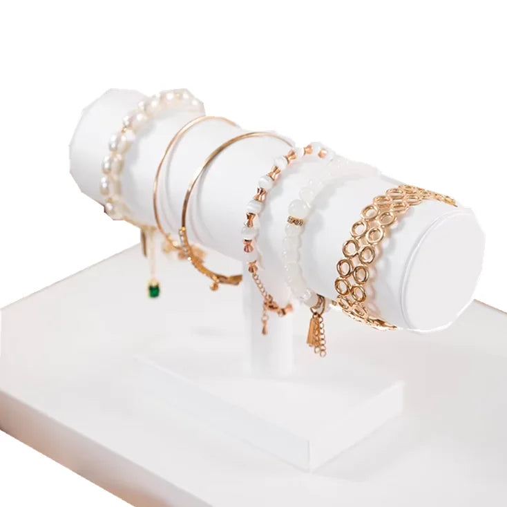Custom PU Leather Jewelry Bangle Display Rack Jewellery Bracelet Display Holder Watch Display Stand