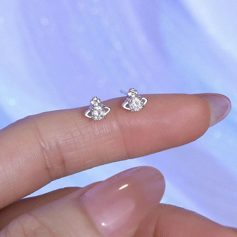 Light Luxury Brilliant Planet Earrings for Women S999 Sterling Silver Super Flashing Rhinestone Zircon Earrings YB-XY-516