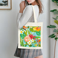 Beautiful Hawaiian Flower Pattern Eco-friendly Travel Cloth Beach Canvas Tote Bags Cotton Lightweight Washable Customizable