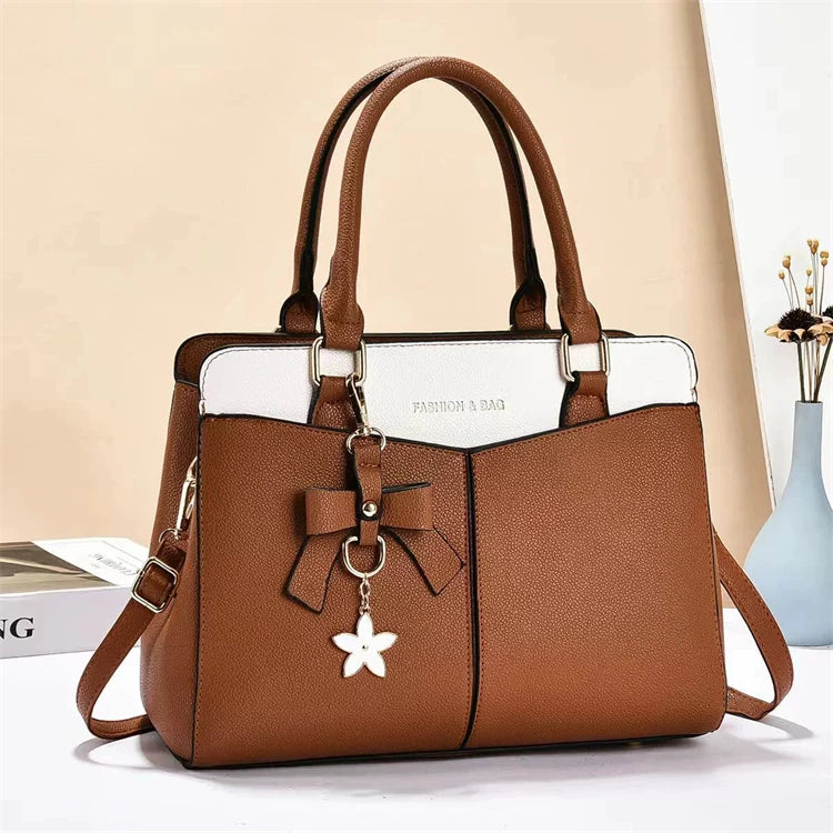 Big Brown Vintage Fashion Custom Wholesale  High Quality Soft Pu Leather Tote Handbags With Zipper