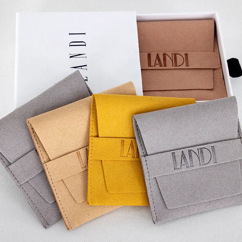 Custom Printed Suede Pouch Packaging Microfiber Earring Necklace Jewelry Container with Your Own Logo