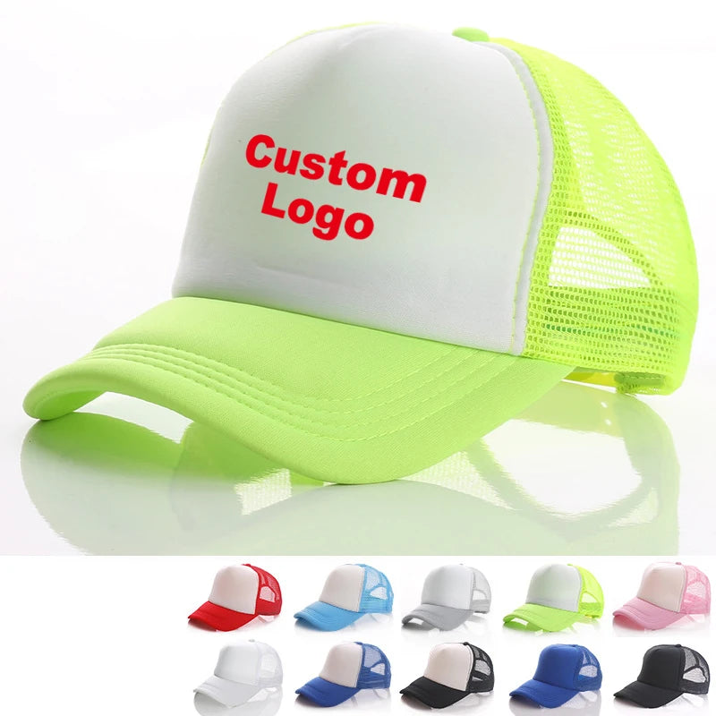 First Grade Quality Custom Your Brand Logo 5 Panel Mesh Back Snapback Cap Embroidery Trucker Hat for Summer