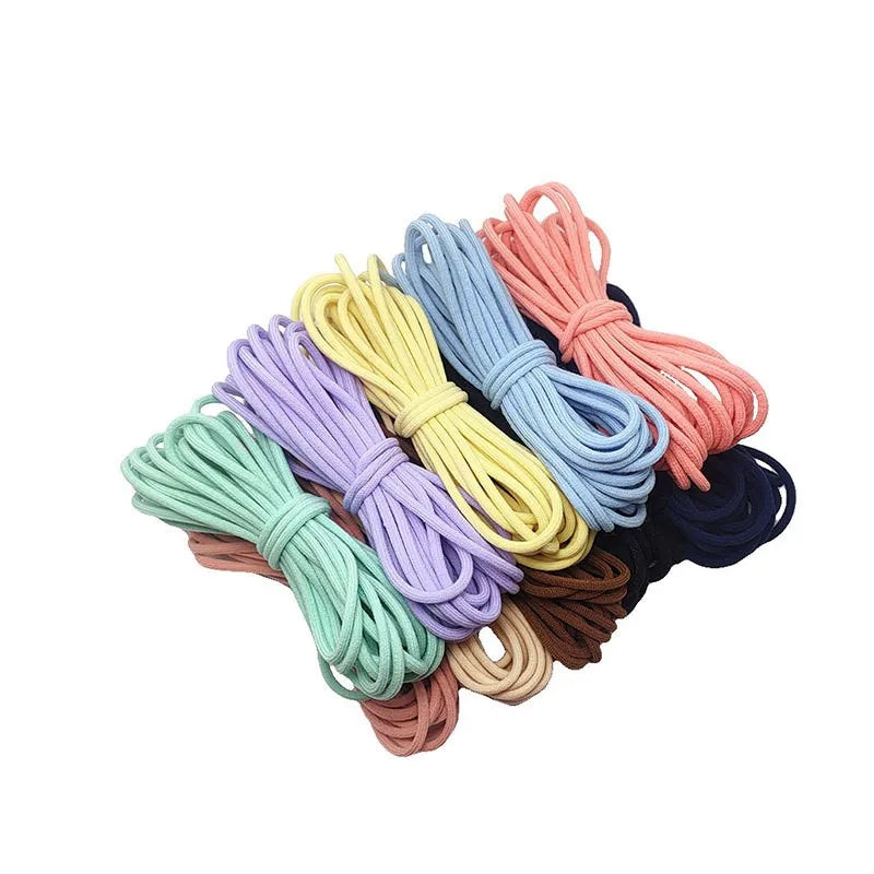Eco-Friendly Custom 3mm Polyester Elastic Hair Ties Cord Colored Round Elastic Headbands Making Cords Rope