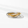 YF6252 Minimalist Waterproof Tarnish Free Irregular Stainless Steel 18K Gold Silver Two Tone Intertwined Finger Ring for Women MegaBDM