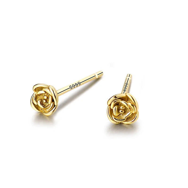 Trendy Jewelry French Elegant Simple 925 Silver Earrings Retro Fun Flower Women Earrings Studs