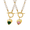 High Quality Women Designer Zircon Elegant Wedding Heart Shape Natural Freshwater Pearl Necklace Jewelry for Girls