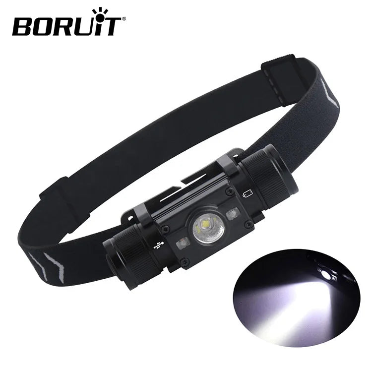 BORUiT HP300 Super Bright HeadLamp Aluminum Waterproof Work Lighting Charging Headlight for Camping Fishing Cycling MegaBDM