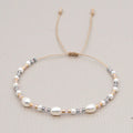 Go2Boho White Faux Pearl Bracelet Colorful Miyuki Seed Beads Adjustable Simple Bracelet for Women Girls Fashion Jewelry