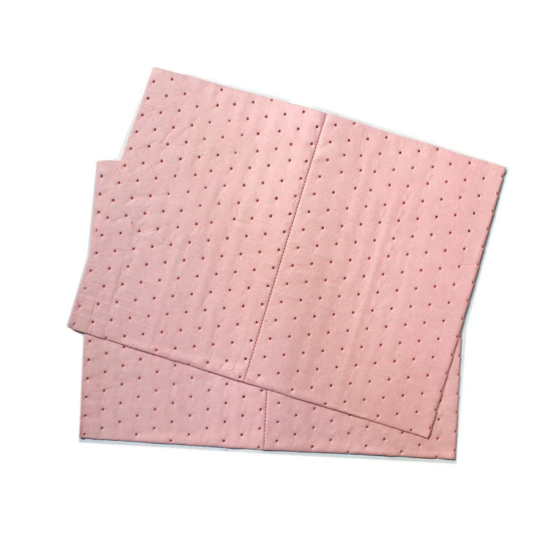 Oilspillpro CHA-P0350 Dimpled Perforated 15*19'' pink Chemical Absorbent Pads Absorbent Mat for Liquid Spill in Warehouse Area