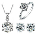 Classic Style Copper Jewelry Sets for Women Cubic Zirconia Necklace Ring & Stud Earrings for Wedding & Party