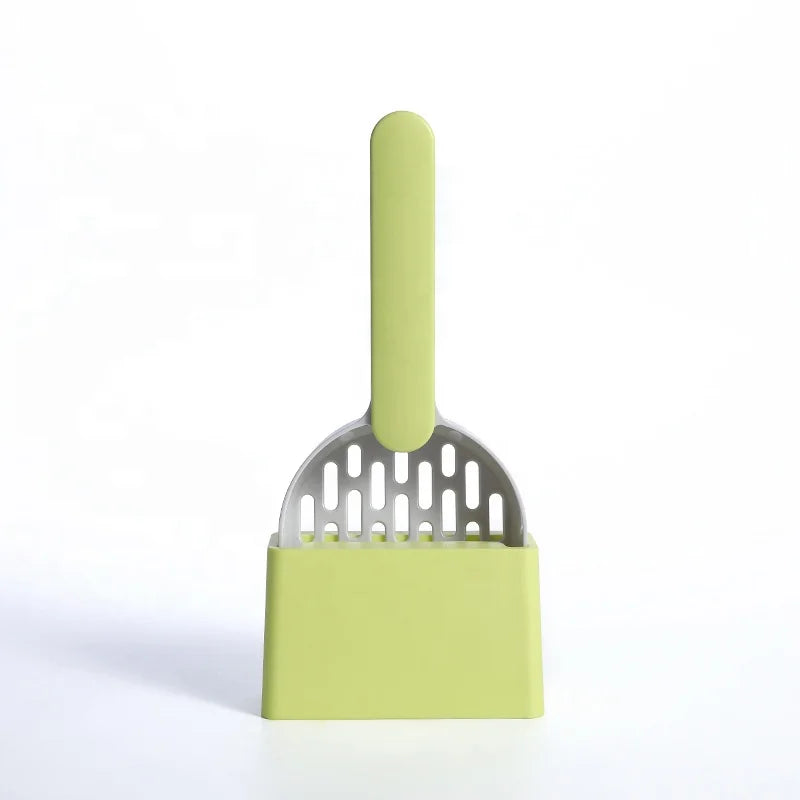 Lelote Portable ABS Cat Litter Scoop Set with Pedestal Broken Resistant Design Hook & Arc Shovel Includes Box Logo Model L-089