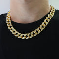 Hip Hop Para Hombre Cadenas De Oro Fashion Men Diamond 18k Gold Plated Miami Cuban Link Chain Jewelry Necklace