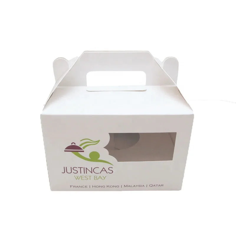 Luxury Recycled Materials Customer Designed Wedding & Birthday Cake Box Window with Handle UV Coated for Special Occasions