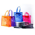 Custom Logo Clear Transparent PVC Tote Shopping Bag with Long Handle Waterproof Zipper and Pocket