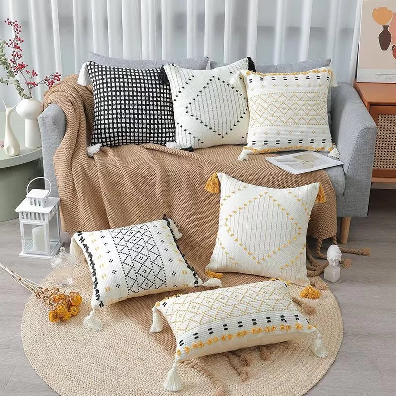 Morocco Cushions Cover Tufted Design for Home Decor 18x18 Inch Throw Pillows With Tassel Soft Sofa Cushion Cover
