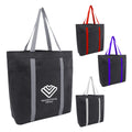 Stylish Design Eco-Friendly Biodegradable Beige Non-Woven Tote Bag with Front Pocket Letter Pattern Logo for Shopping