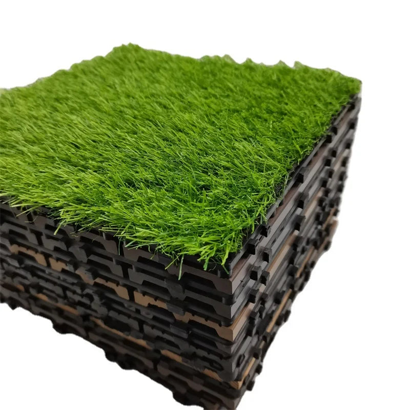 Hot Wpc Tile Artificial Grass Deck for Gardens Outdoor Interlocking Patio Tile Grass