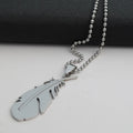 Customized Sliced Stainless Steel Feather Pendant Necklace Chain SCP022