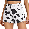 2025 Women's Vintage Western Fashion Cowgirl Cow Print Denim Pants Ladies' Summer Casual Printed Short Wholesale Straight Waist
