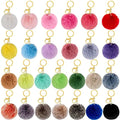 New Arrival Colorful Poms Keychains 8CM Fluffy Ball Faux Fur Keyring for Women Handbag Decoration