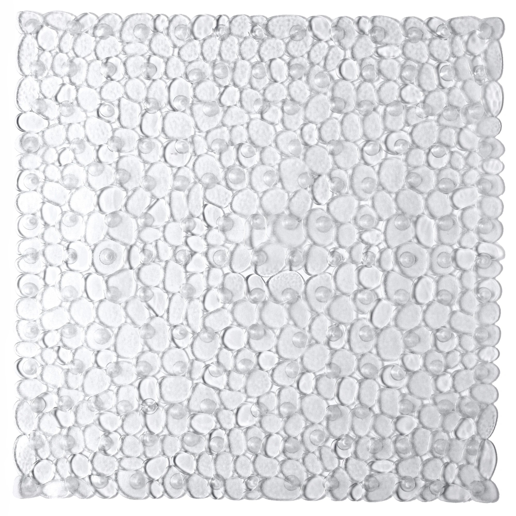 54x54cm Square Anti-Slip PVC Shower Mat Pebble Design with Suction Cups Mould-Resistant Bathtub Mat for Enhanced Bathroom Safety